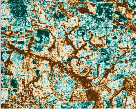 Sample SARBee-CD storm and flood radar change detection comparison map
